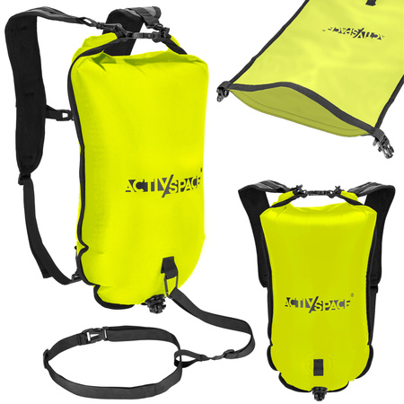 Bojka asekuracyjna dmuchana 3w1 sucha kieszeń + plecak  - green