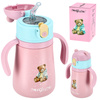 Kubek termiczny bidon dla dzieci ze słomką 360ml - pink