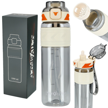 Butelka na wodę tritan 1000ml bidon z miarką – white