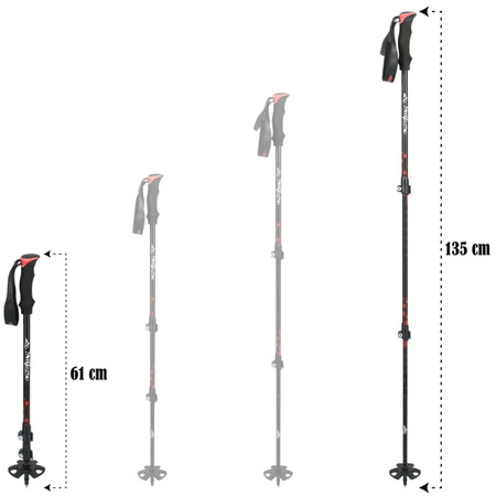 Kijki trekkingowe regulowane red - Standard K02