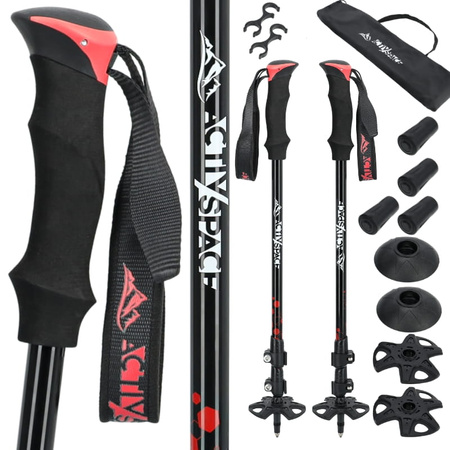 Kijki trekkingowe regulowane red - Standard K02