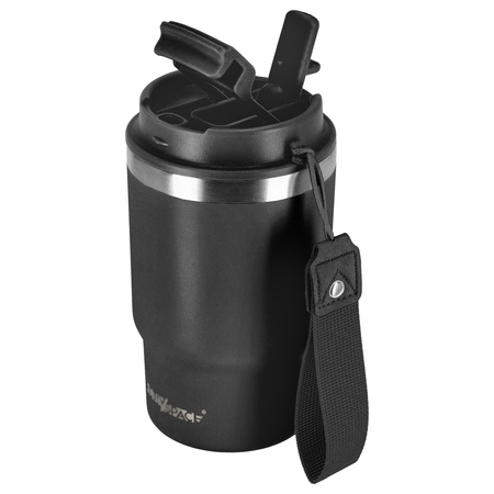 Kubek termiczny ze słomką ustnikiem na kawę herbatę szczelny 480ml - black