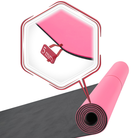 Mata PU antypoślizgowa do ćwiczeń jogi duża karimata – PINK