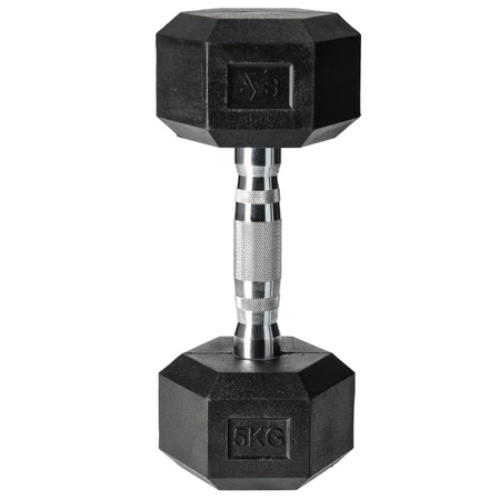 Hantle stalowe HEX pokryte gumą - 5 kg (1 sztuka)