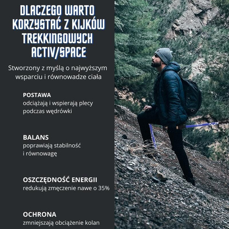 Kije trekkingowe kijki nordic walking regulowane - blue