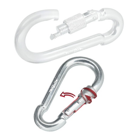 Karabińczyk stalowy z blokadą karabinek szekla 8cm – silver K05