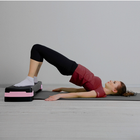 Stepper do ćwiczeń fitness aerobiku 3 stopnie - modułowy - pink