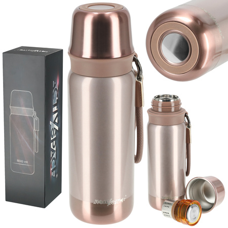 Termos turystyczny do kawy herbaty stalowy premium 500ml - pink