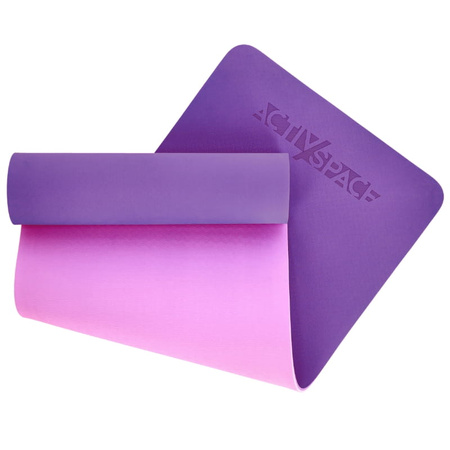 Mata TPE do ćwiczeń fitness jogi gruba karimata - pink/violet - 1cm