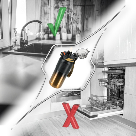 Kubek termiczny ze słomką szczelny antypoślizgowy 500ml - black gold