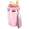 Kubek termiczny ze słomką ustnikiem na kawę herbatę szczelny 480ml - pink