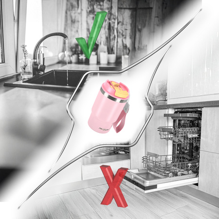 Kubek termiczny ze słomką ustnikiem na kawę herbatę szczelny 480ml - pink