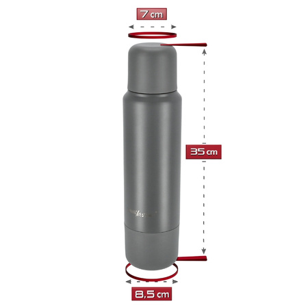 Termos turystyczny próżniowy na kawę herbatę 1200ml stalowy - gray