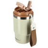 Kubek termiczny ze słomką ustnikiem na kawę herbatę szczelny 480ml - beige