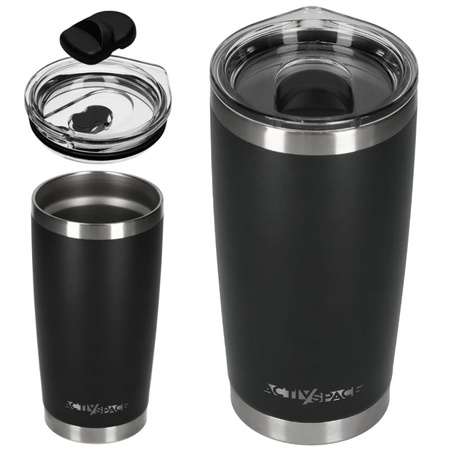 Duży kubek termiczny stalowy 600ml - black