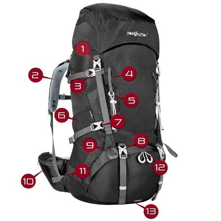 Plecak turystyczny trekkingowy 60l – black P08
