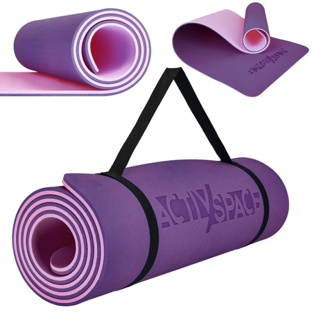 Mata TPE do ćwiczeń fitness jogi gruba karimata - pink/violet - 1cm