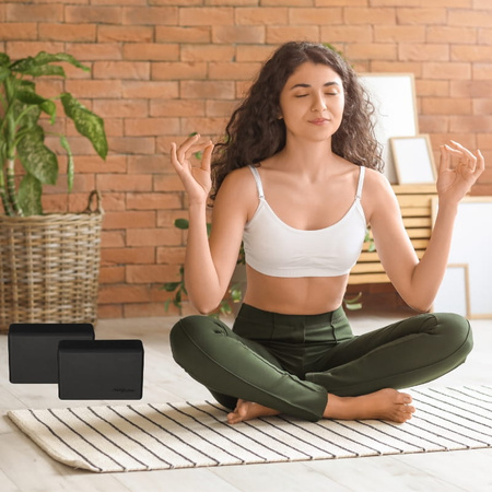 Twarda kostka klocek piankowy do ćwiczeń Jogi Yoga - black