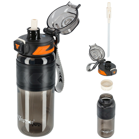 Butelka na wodę tritan 600ml bidon z miarką – black