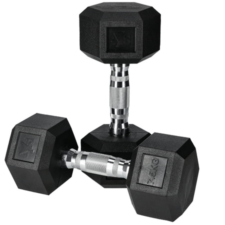 Hantle stalowe HEX pokryte gumą - 7,5 kg (1 sztuka)