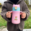 Kubek termiczny bidon dla dzieci ze słomką 360ml - pink