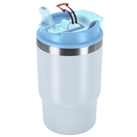 Kubek termiczny ze słomką ustnikiem na kawę herbatę szczelny 480ml - blue