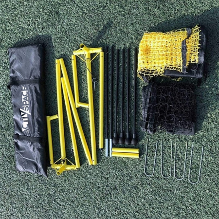 Trenażer piłkarski rebounder dwustronny 220x110cm – zestaw