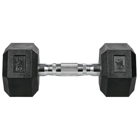Hantle stalowe HEX pokryte gumą - 5 kg (1 sztuka)