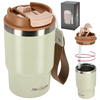 Kubek termiczny ze słomką ustnikiem na kawę herbatę szczelny 480ml - beige