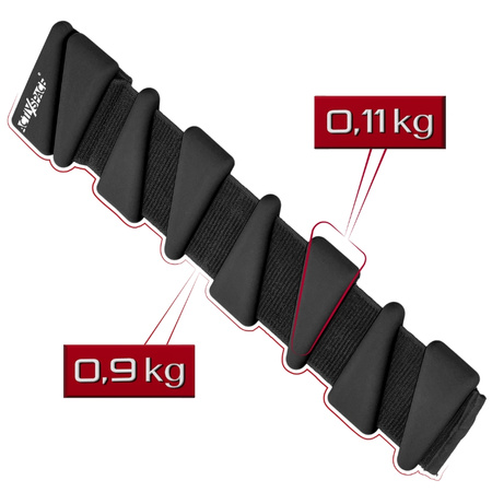 Obciążniki na kostki nadgarstki do ćwiczeń regulowane 2x 0,90 kg – black