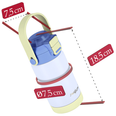 Kubek termiczny bidon dla dzieci ze słomką ustnikiem 360ml – blue