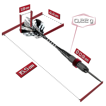 Zestaw 6 rzutek lotki do gry dart sizalowy - profesjonalny - SILVER