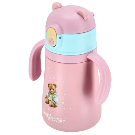 Kubek termiczny bidon dla dzieci ze słomką 360ml - pink