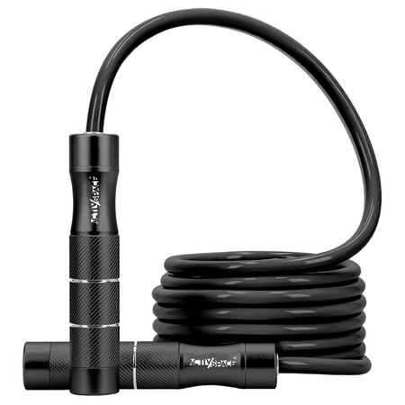 Skakanka bokserska regulowana aluminiowa z łożyskami – black  S09