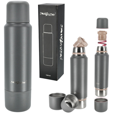 Termos turystyczny próżniowy na kawę herbatę 1200ml stalowy - gray