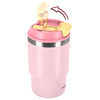 Kubek termiczny ze słomką ustnikiem na kawę herbatę szczelny 480ml - pink