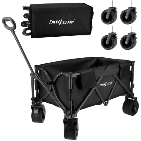 Wózek turystyczny kempingowy plażowy składany premium - black
