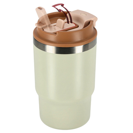 Kubek termiczny ze słomką ustnikiem na kawę herbatę szczelny 480ml - beige