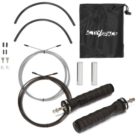 Skakanka bokserska regulowana z łożyskami i obciążeniem - czarna S01