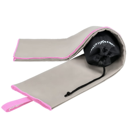 Ręcznik szybkoschnący z mikrofibry 130x75cm mały - gray+pink