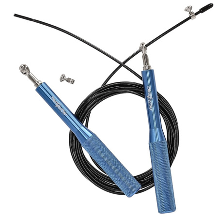 Skakanka aluminiowa z łożyskami PRO fitness - niebiesko-czarna S06