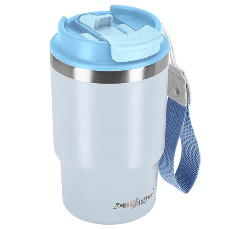 Kubek termiczny ze słomką ustnikiem na kawę herbatę szczelny 480ml - blue