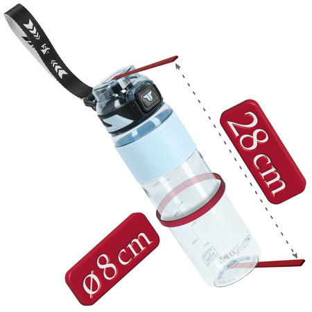 Butelka na wodę tritan 1000ml bidon z miarką – blue