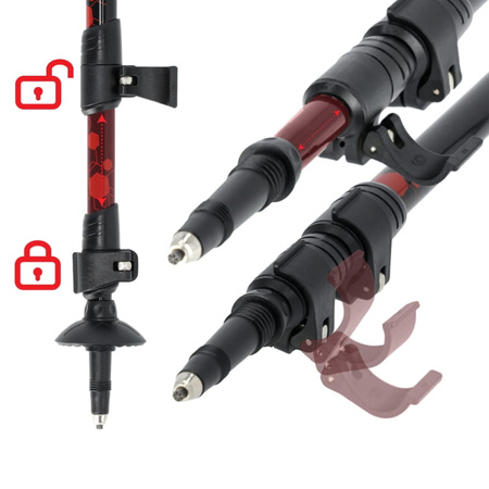 Kijki trekkingowe regulowane red - Standard K02