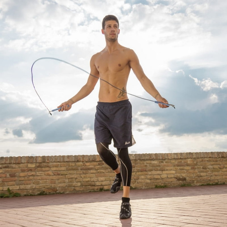 Skakanka aluminiowa z łożyskami PRO fitness - niebiesko-czarna S06