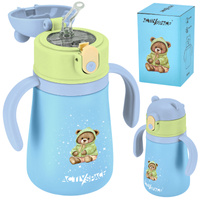 Kubek termiczny bidon dla dzieci ze słomką 360ml - blue