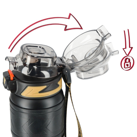 Kubek termiczny ze słomką szczelny antypoślizgowy 500ml - black gold