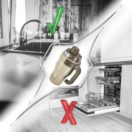 Kubek termiczny ze słomką uchwytem na kawę herbatę szczelny 800ml - beige