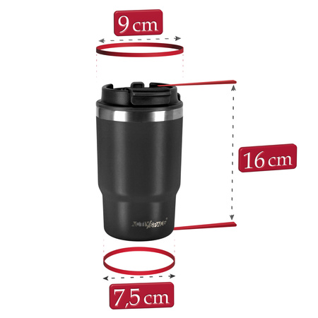 Kubek termiczny ze słomką ustnikiem na kawę herbatę szczelny 480ml - black