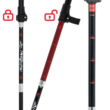 Kijki trekkingowe regulowane red - Składane K04